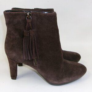 Anne Klein AK Iflex Chocolate Brown Suede Heeled Boots Booties 6.5